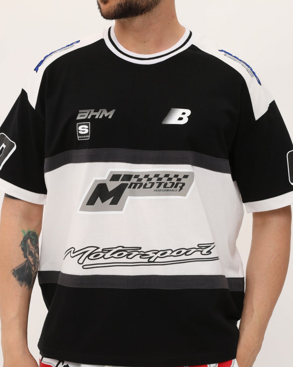 Motorsport Tshirt Siyah Beyaz